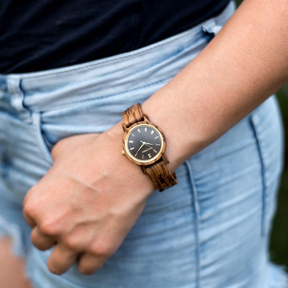 HOLZKERN | Erde Elemente Damen Holzarmbanduhr 32mm
